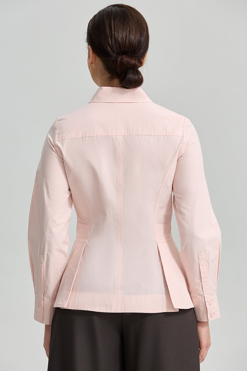 Tailored Peplum Long Sleeve Shirt
