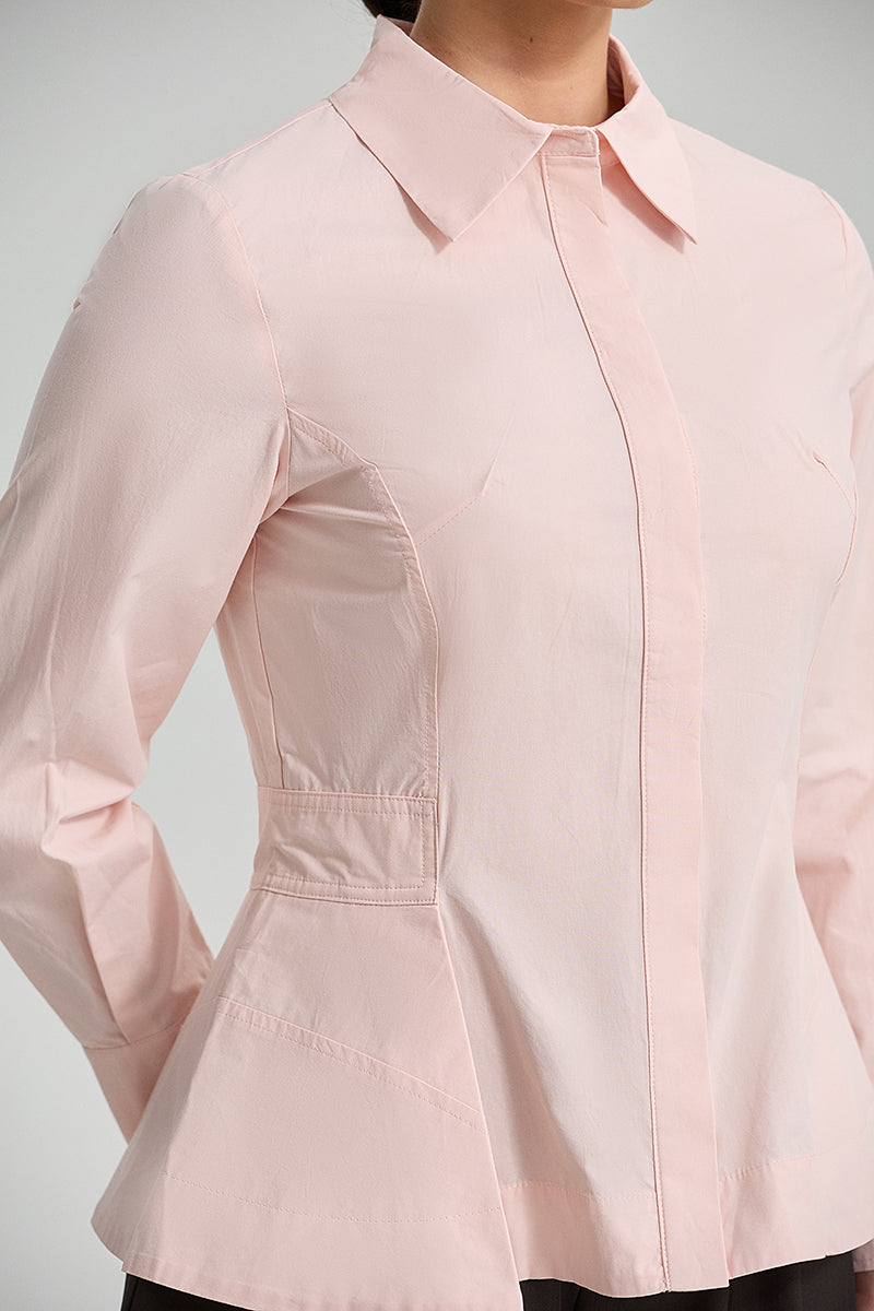Tailored Peplum Long Sleeve Shirt