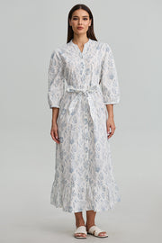 Floral Tie Waist Shirt Dress
