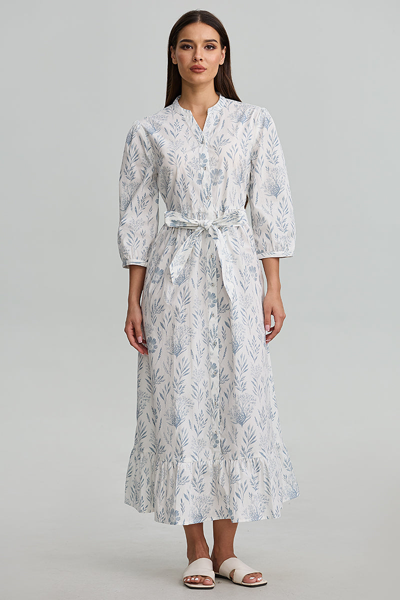 Floral Tie Waist Shirt Dress