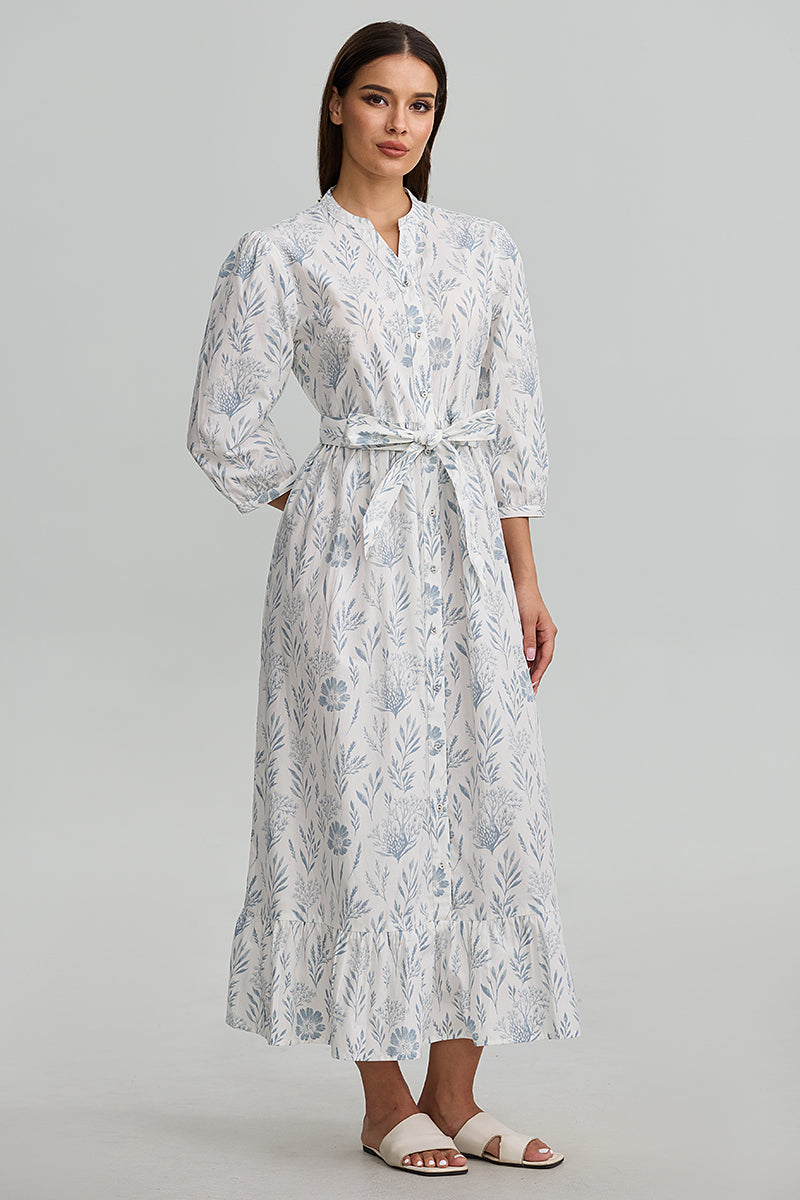 Floral Tie Waist Shirt Dress