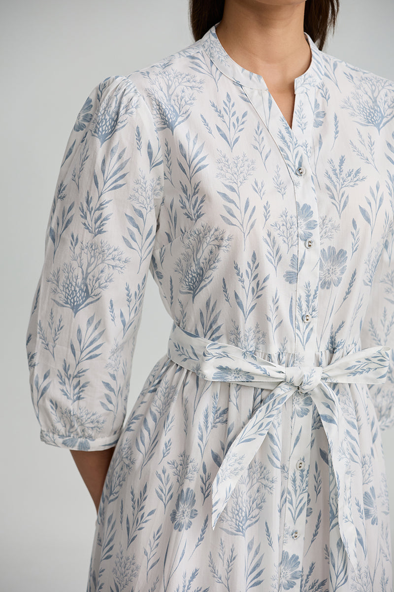 Floral Tie Waist Shirt Dress