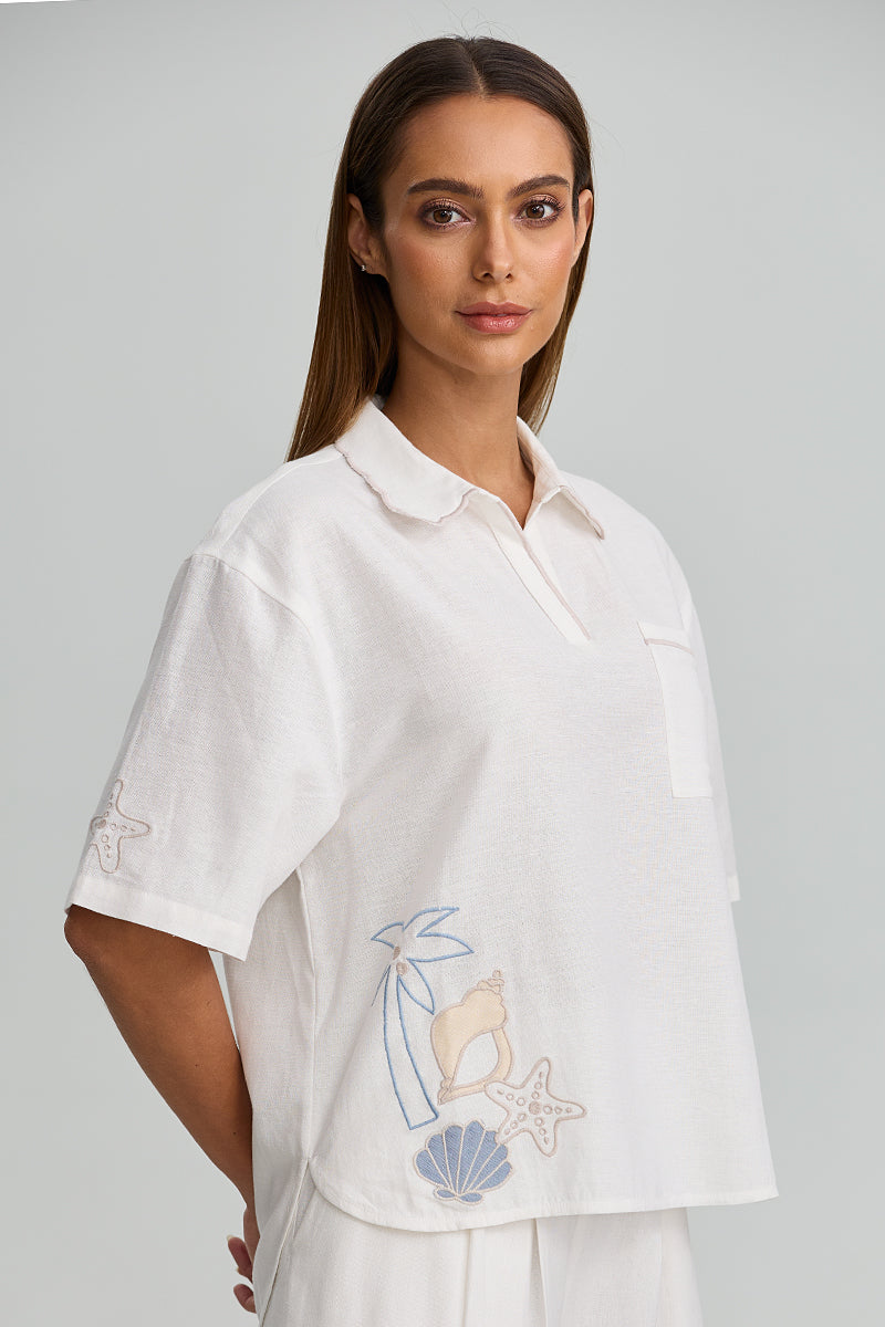 Embroidered Short Sleeve Shirt