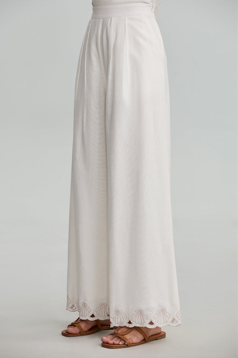 Embroidered Wide Leg Pants