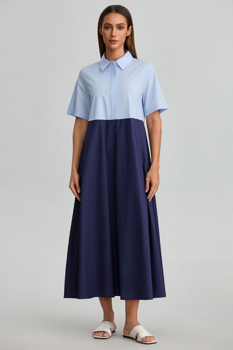 Contrast Panel Shirt Dress