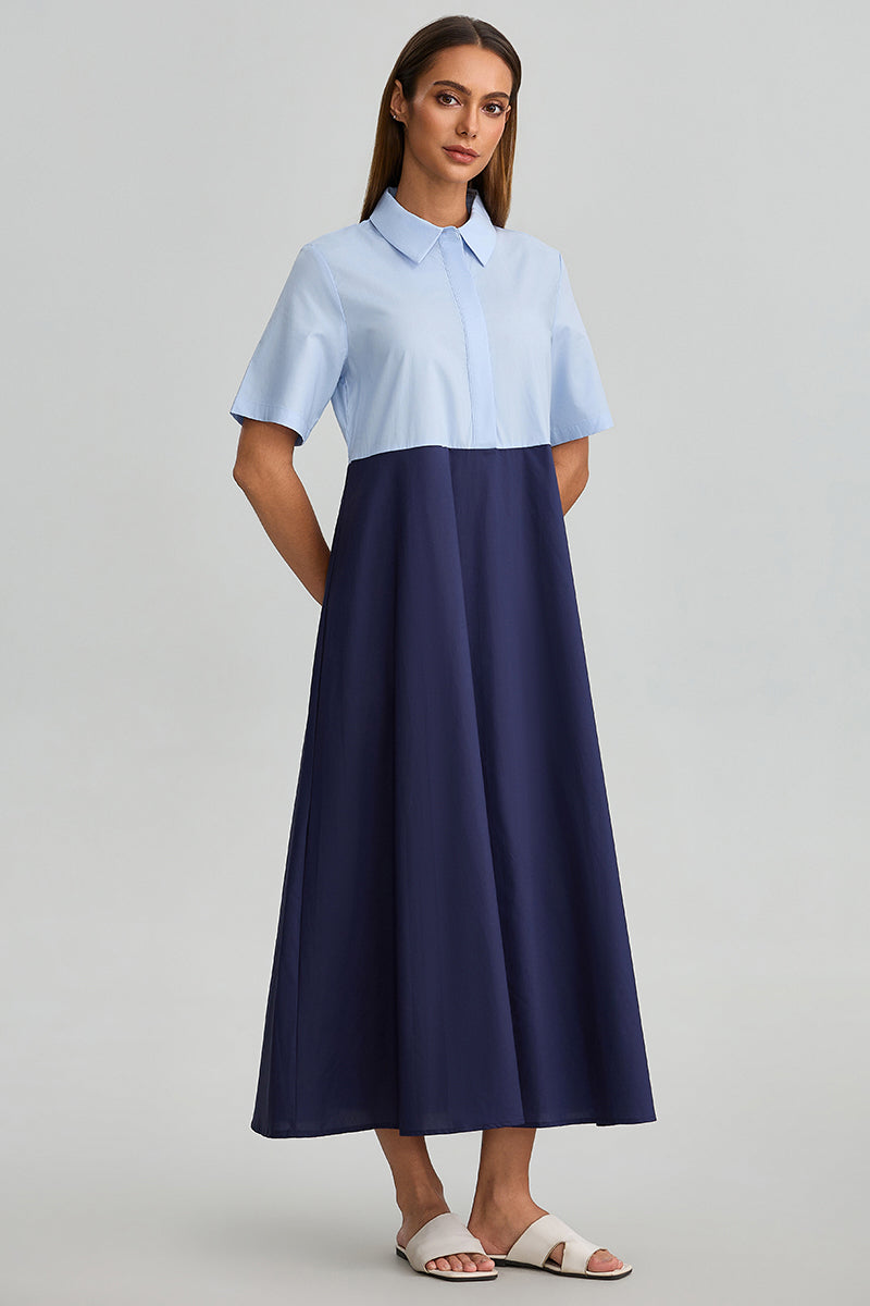 Contrast Panel Shirt Dress