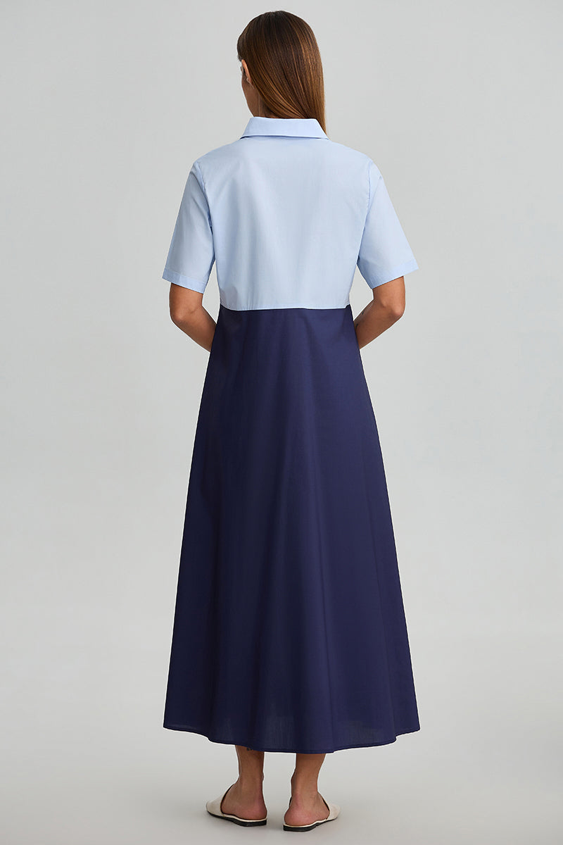Contrast Panel Shirt Dress