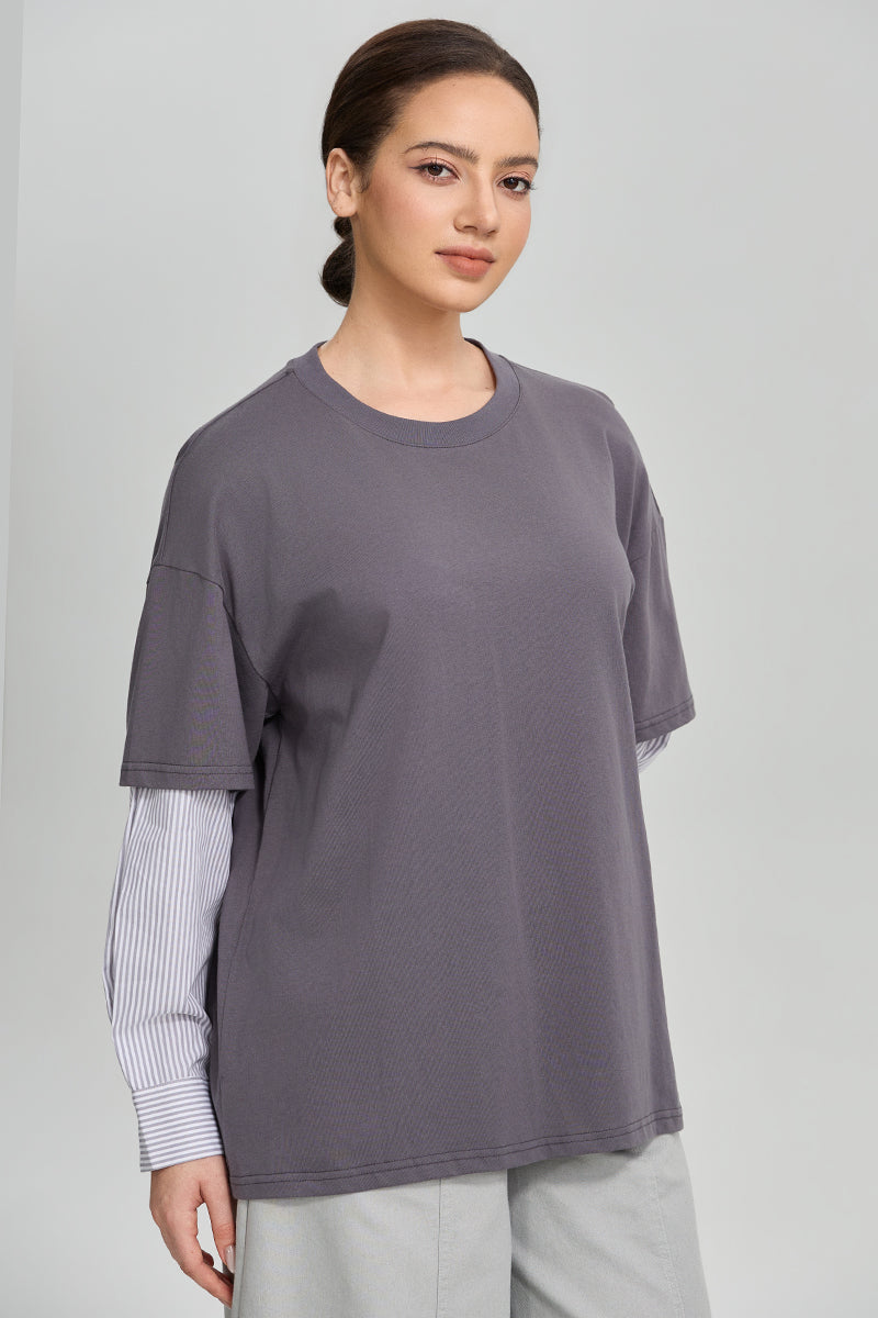 Layered Striped Sleeve T-Shirt