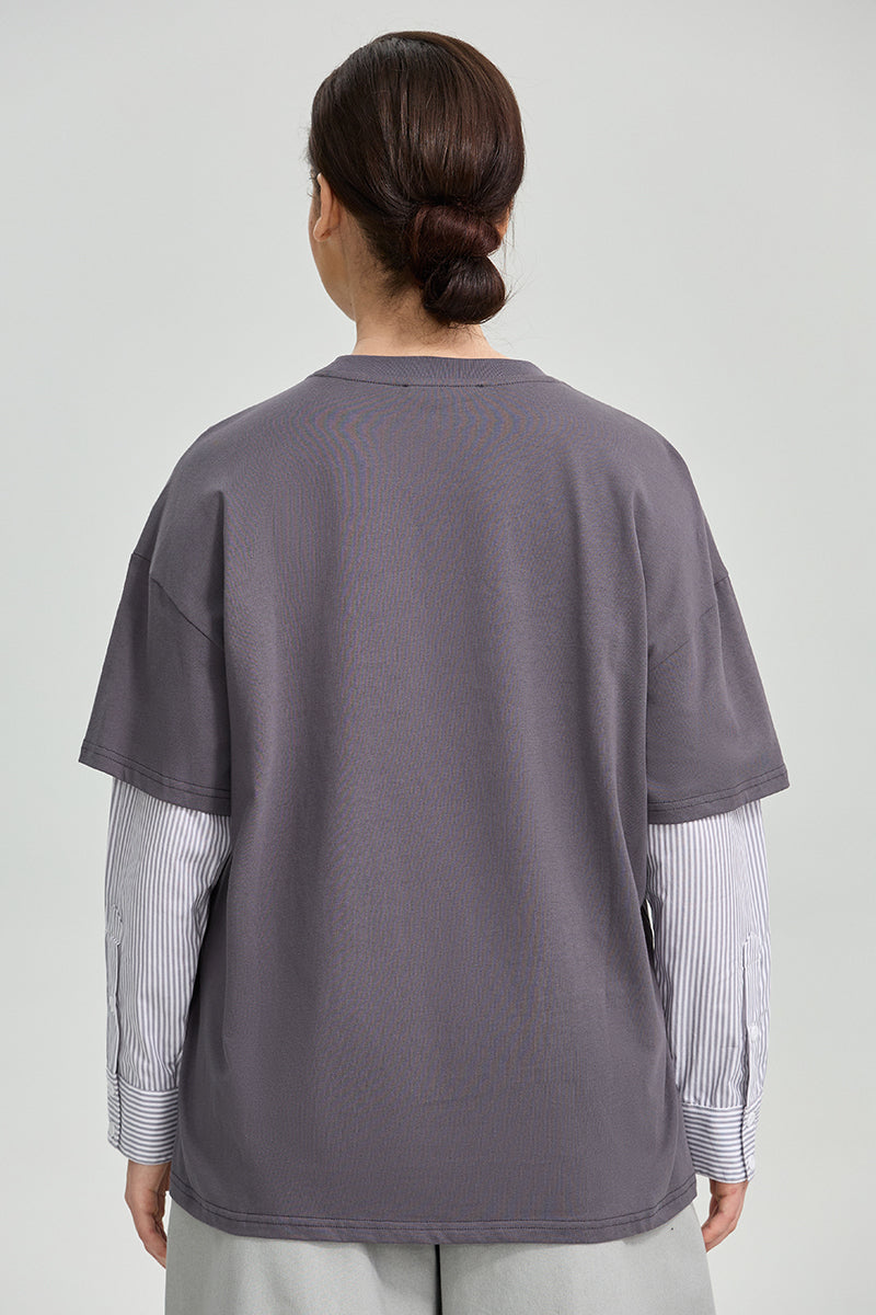Layered Striped Sleeve T-Shirt