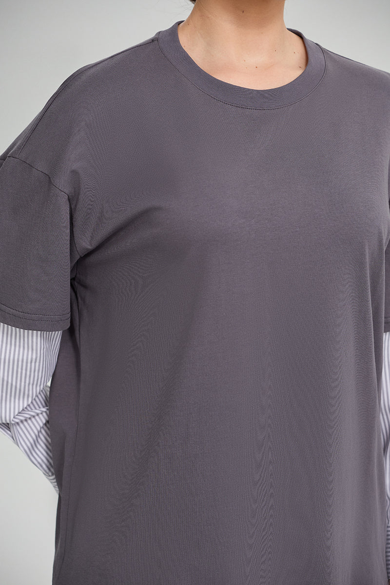 Layered Striped Sleeve T-Shirt