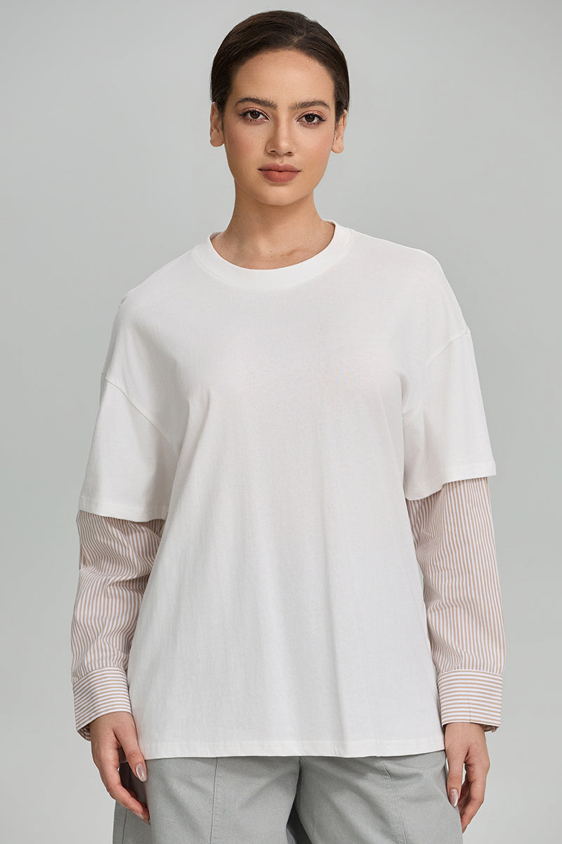 Layered Striped Sleeve T-Shirt