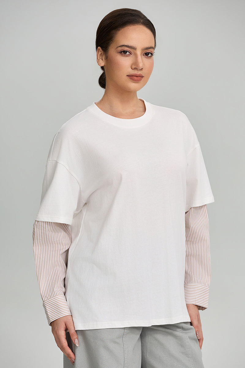 Layered Striped Sleeve T-Shirt