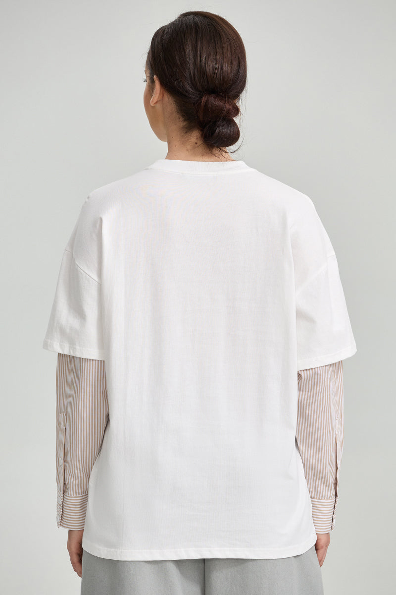 Layered Striped Sleeve T-Shirt