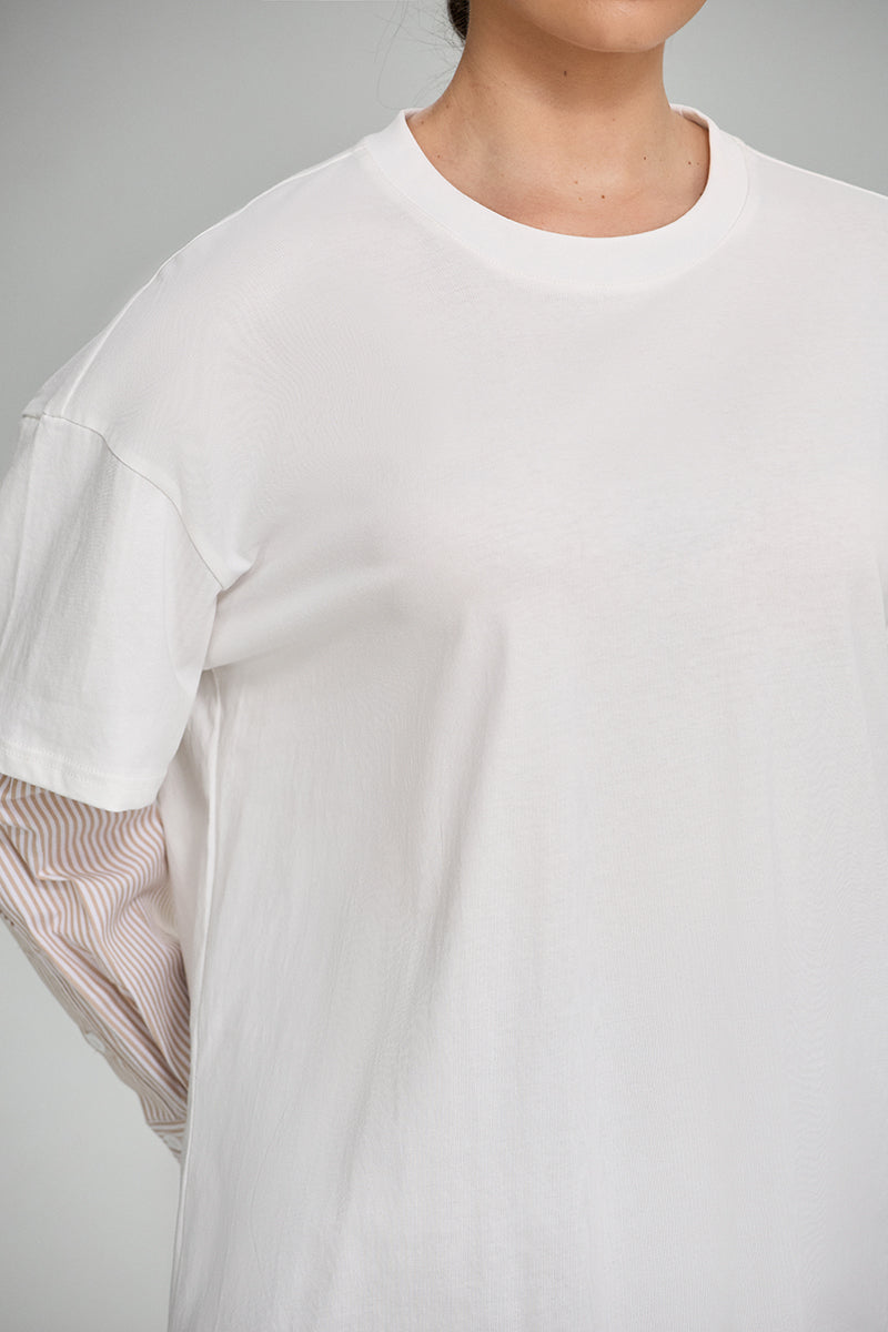 Layered Striped Sleeve T-Shirt