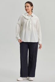Contrast Stitch Wide Leg Pants