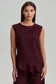 Sleeveless Top With Ruffle Hem