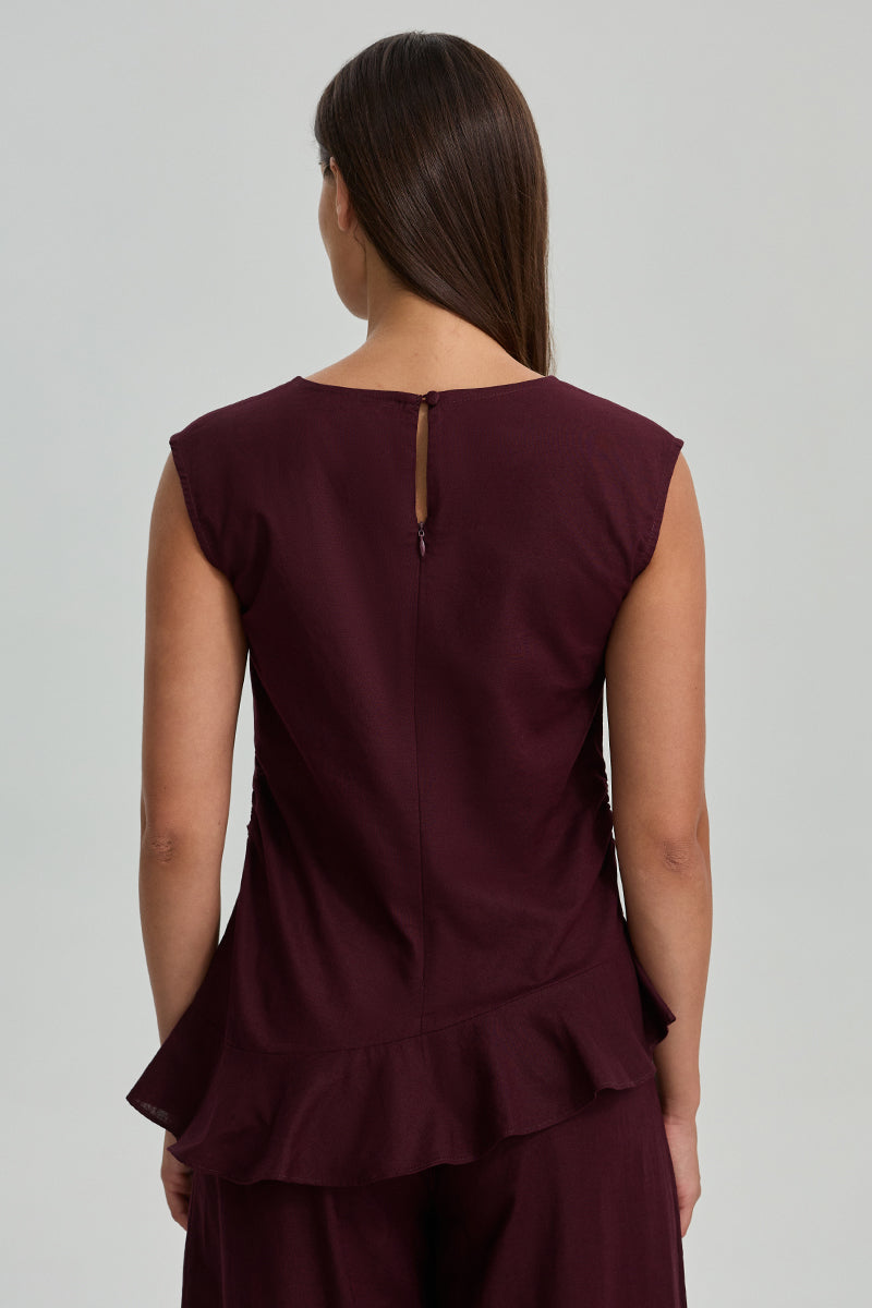 Sleeveless Top With Ruffle Hem