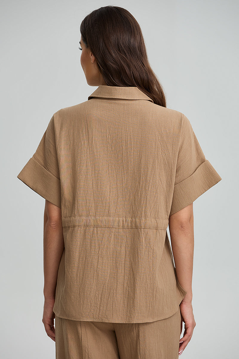 Tie Waist Pocket Shirt