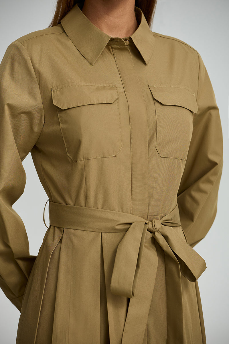 Belted Pocket Shirt Dress