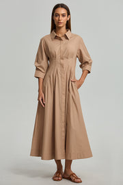 Pleated Waist Shirt Dress