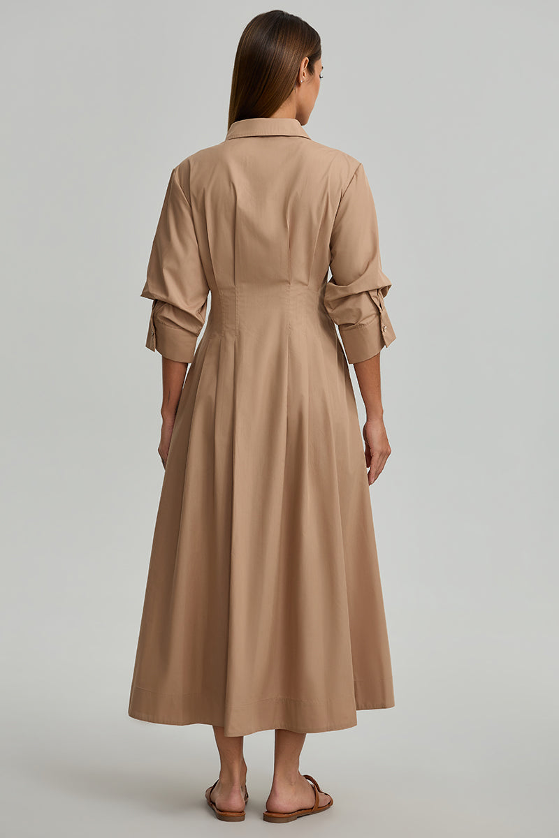 Pleated Waist Shirt Dress