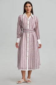 Striped Belted Shirt Dress