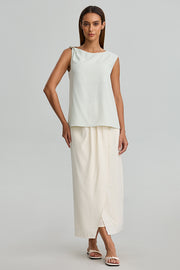 Wrap Front Pleated Skirt