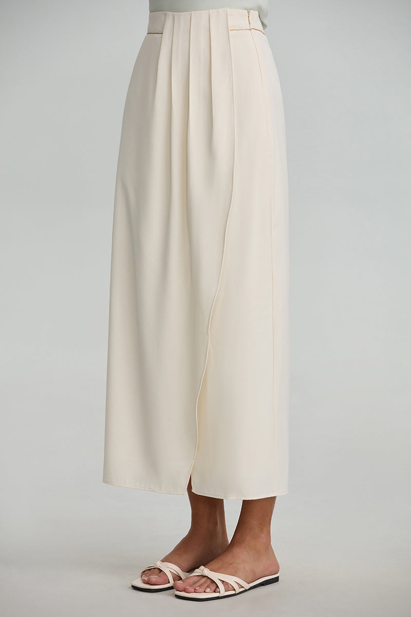 Wrap Front Pleated Skirt