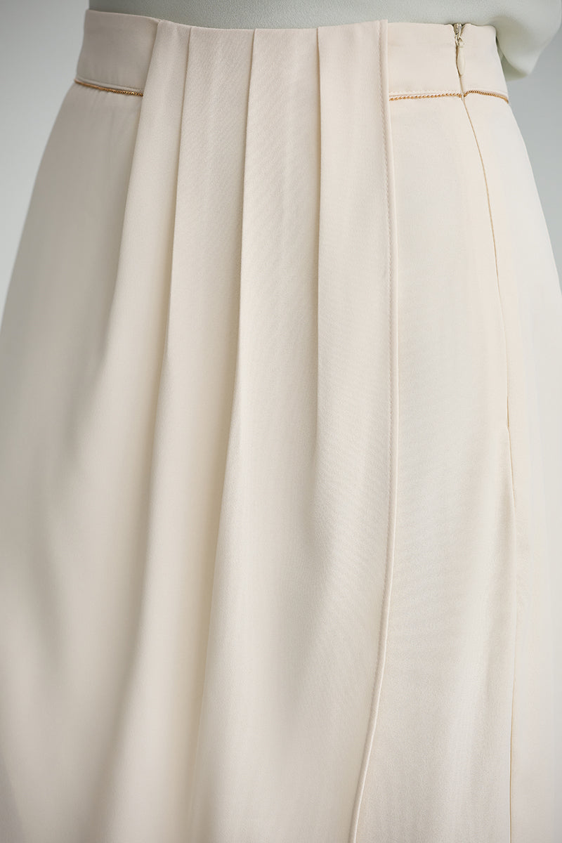 Wrap Front Pleated Skirt