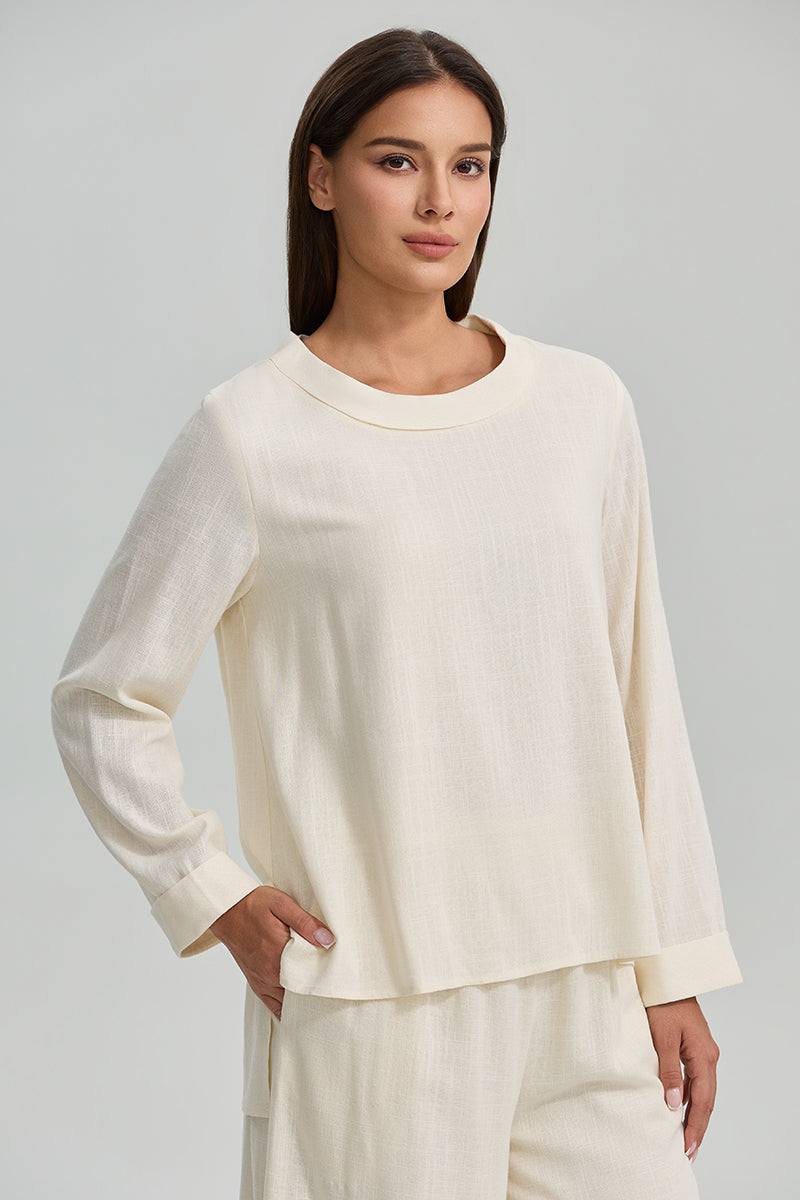 Textured Round Neck Blouse