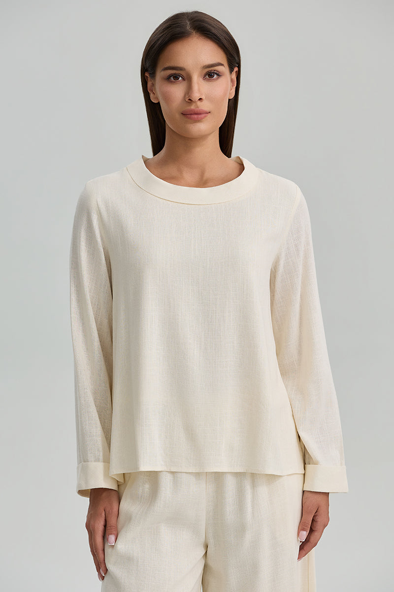 Textured Round Neck Blouse