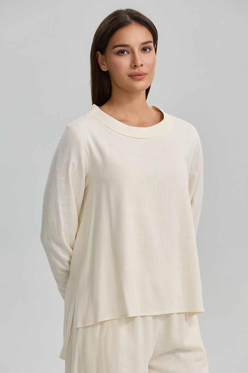 Textured Round Neck Blouse