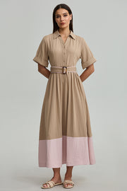 Belted Shirt Midi Dress