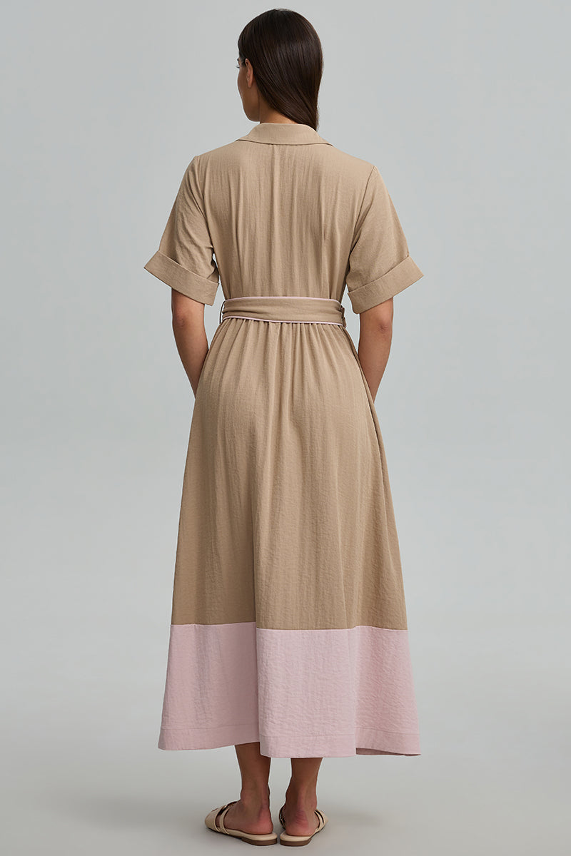 Belted Shirt Midi Dress