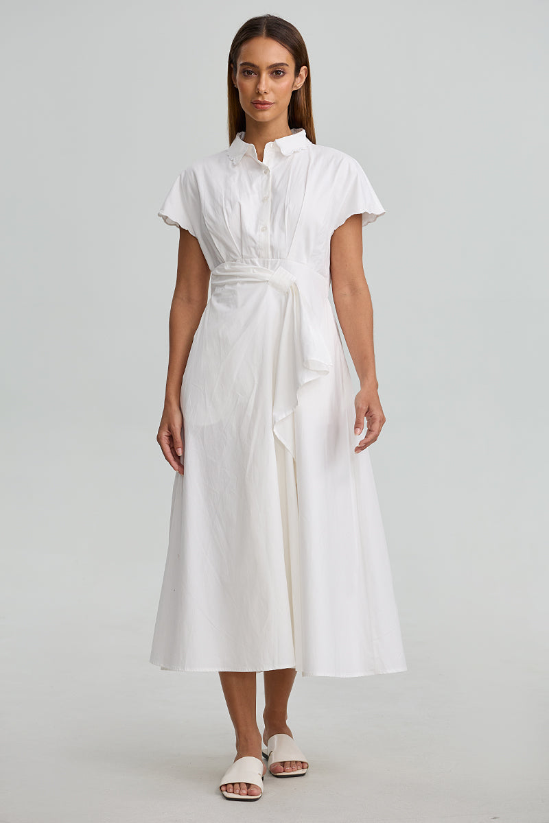 Cap Sleeve Shirt Midi Dress
