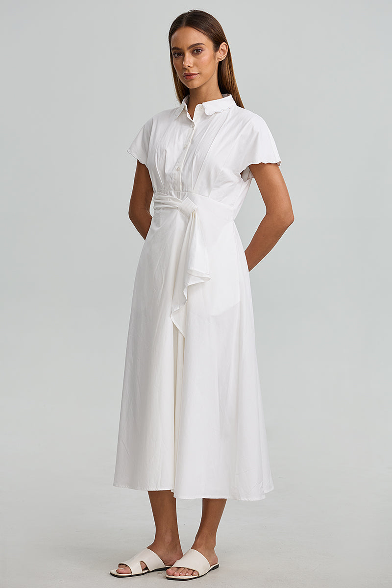 Cap Sleeve Shirt Midi Dress