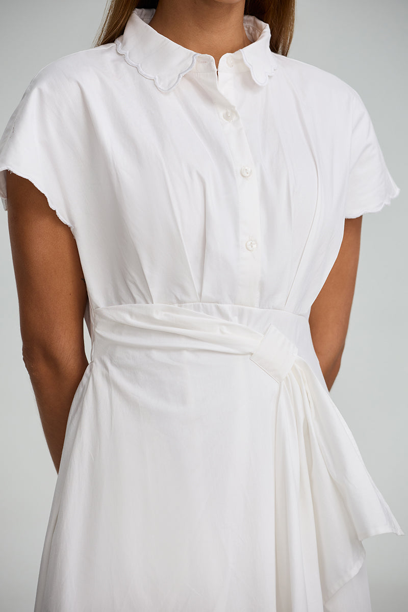 Cap Sleeve Shirt Midi Dress