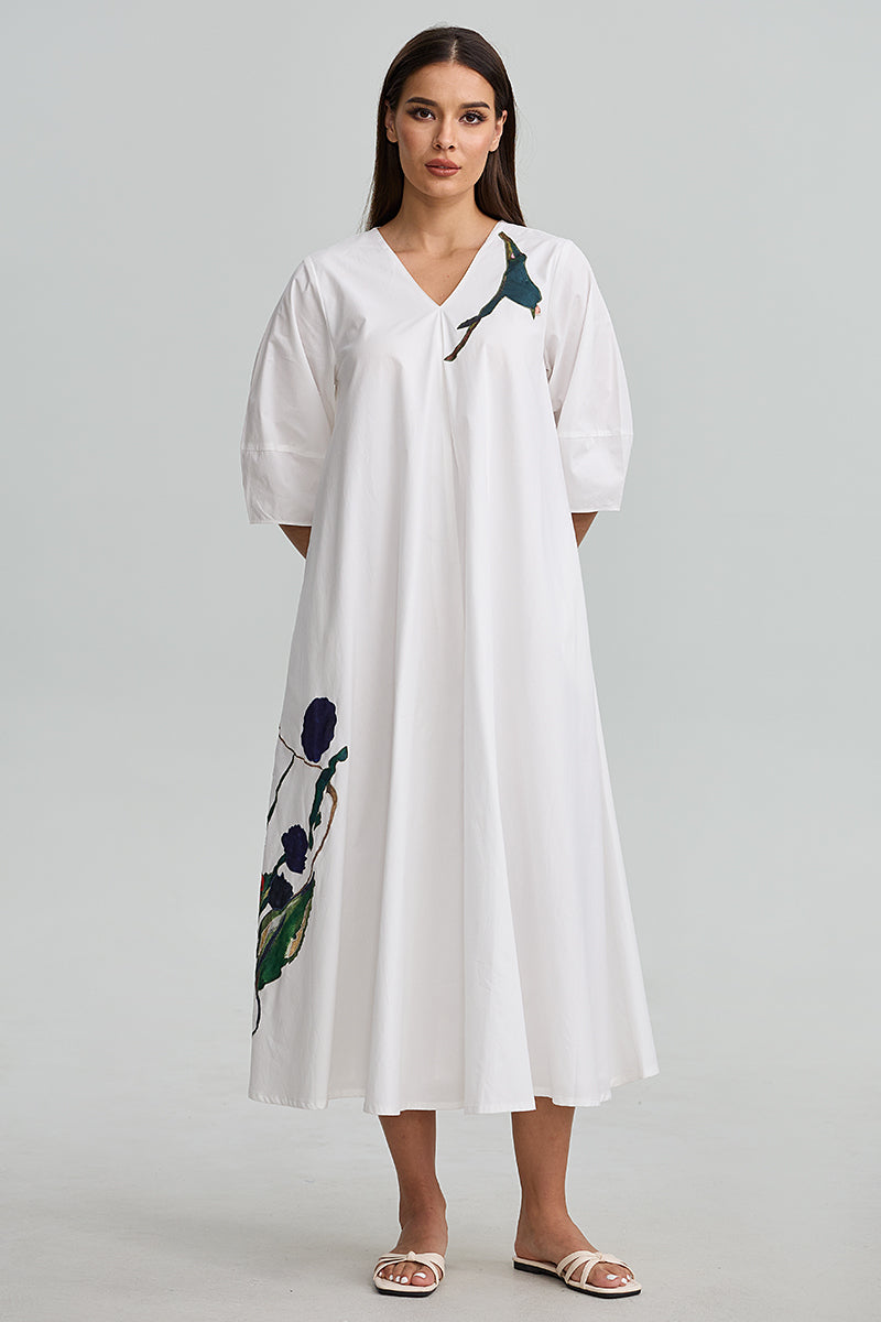 Embroidered Midi Dress
