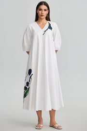 Embroidered Midi Dress