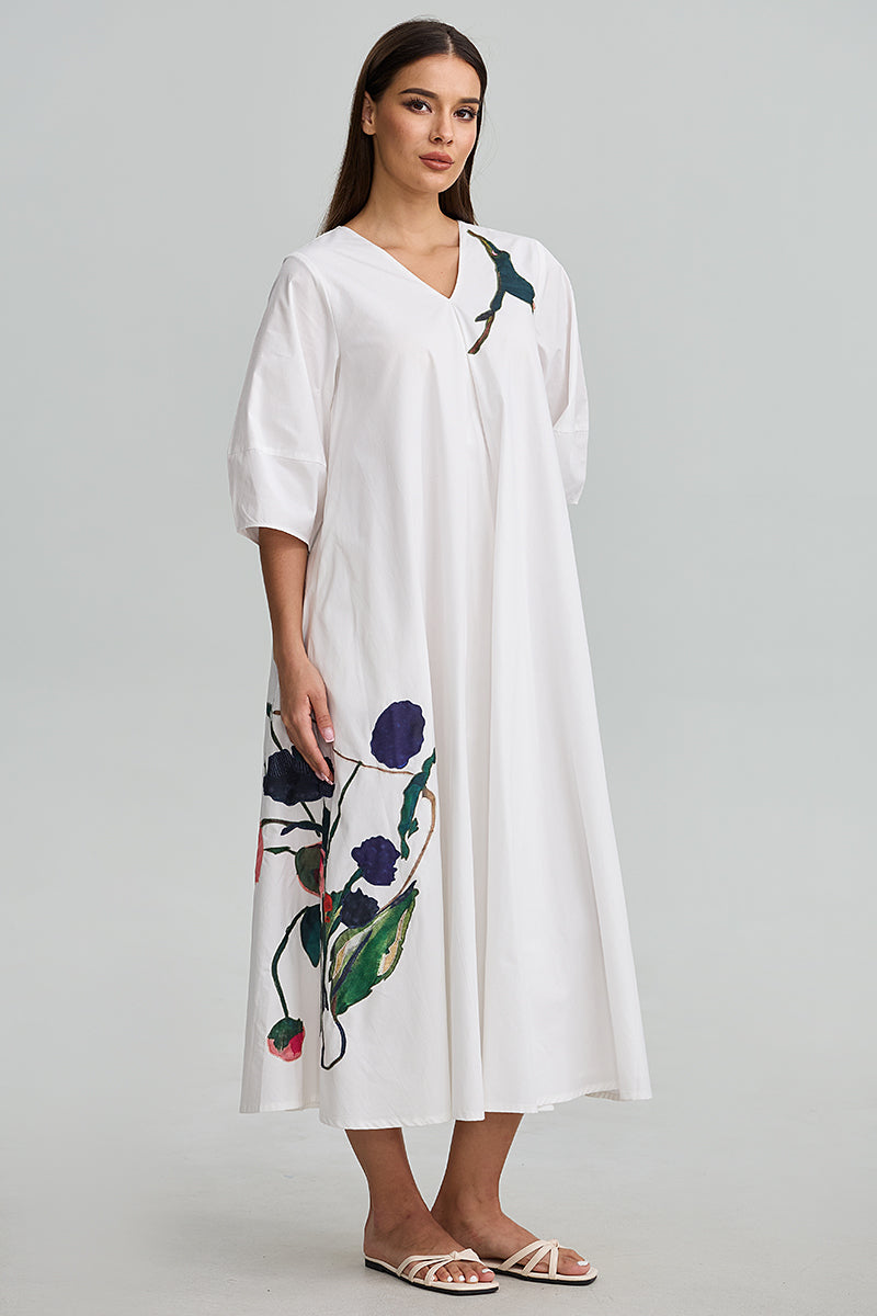 Embroidered Midi Dress