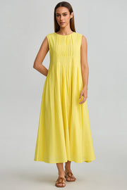 Sleeveless Pleated Front Dress