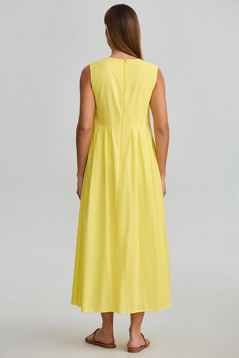 Sleeveless Pleated Front Dress