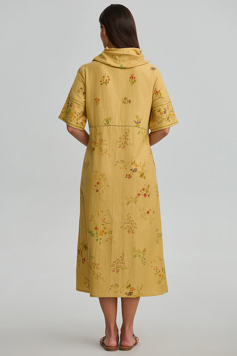 Floral Cowl Neck Midi Dress