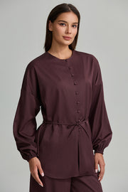 Button Front Tie Waist Top