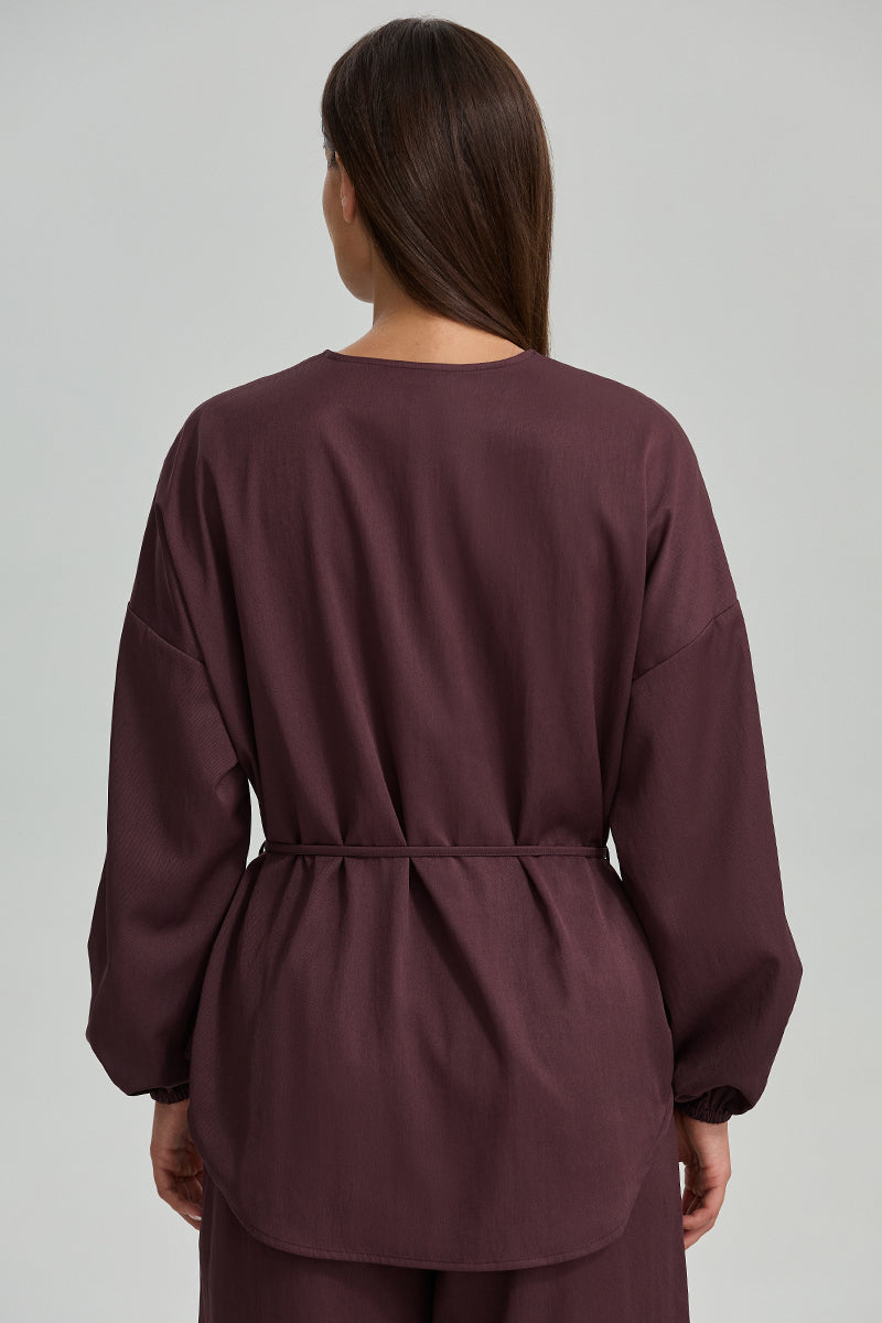 Button Front Tie Waist Top