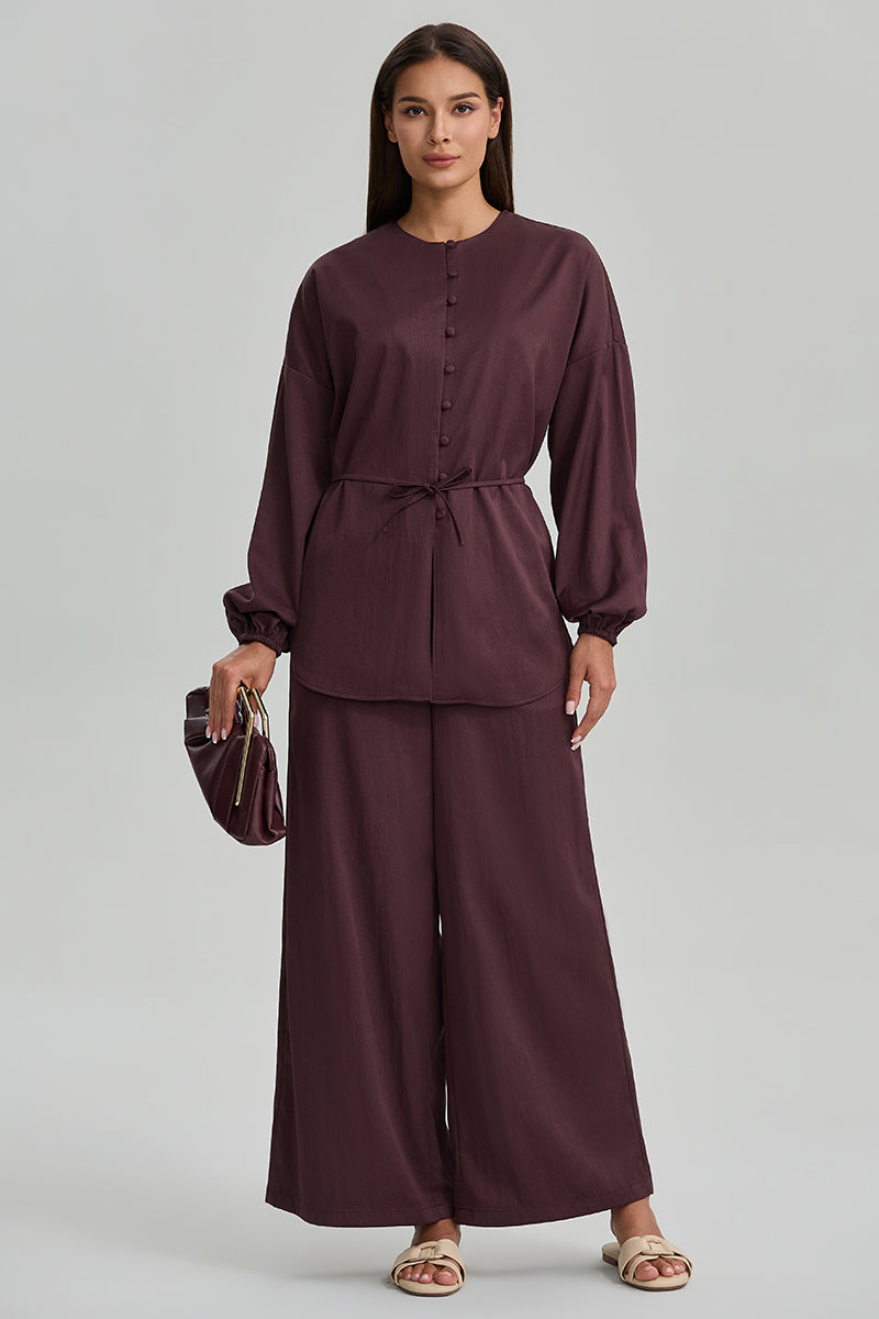 بنطلون واسع بخصر مطاطي