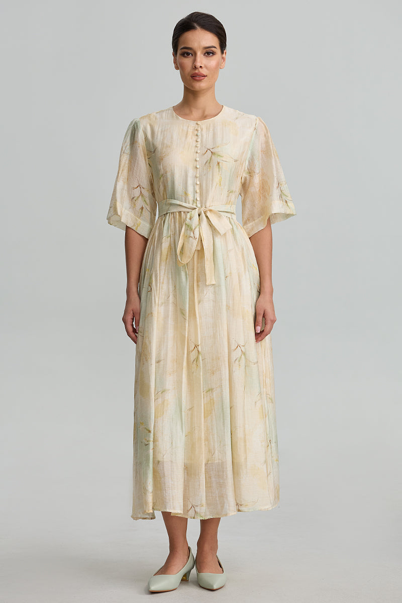 Printed Tie Waist Dress