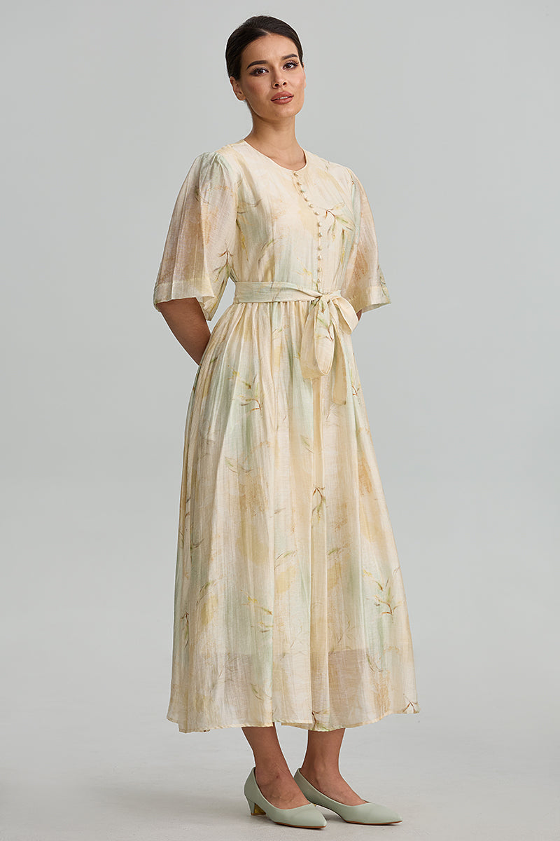 Printed Tie Waist Dress