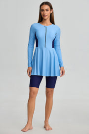 Long Sleeve Swimwear with Skirt and Shorts