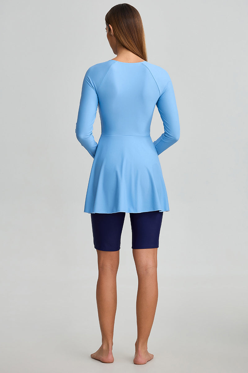 Long Sleeve Swimwear with Skirt and Shorts